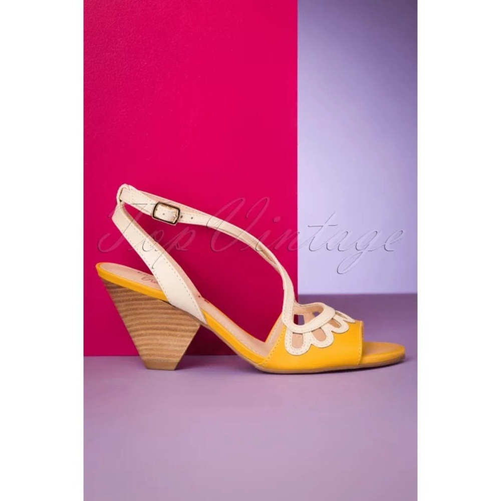 Chelsea Crew Black Label Judith High Heeled Sandals - Mustard - Picture 3 of 5
